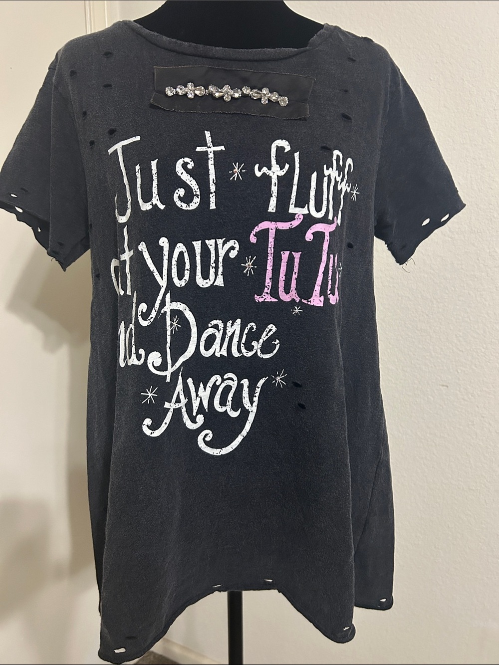 Women’s Graphic Tunic Top - Black with Pink & White Script